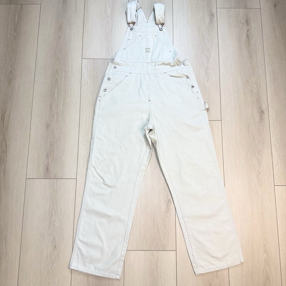 VTG Y2K Old Navy Womens XS Cream Canvas Overalls Utility Carpenter Workwear NWT